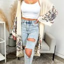 One Size Fits Most Cream Long sleeve Embroidered Summer Cardigan