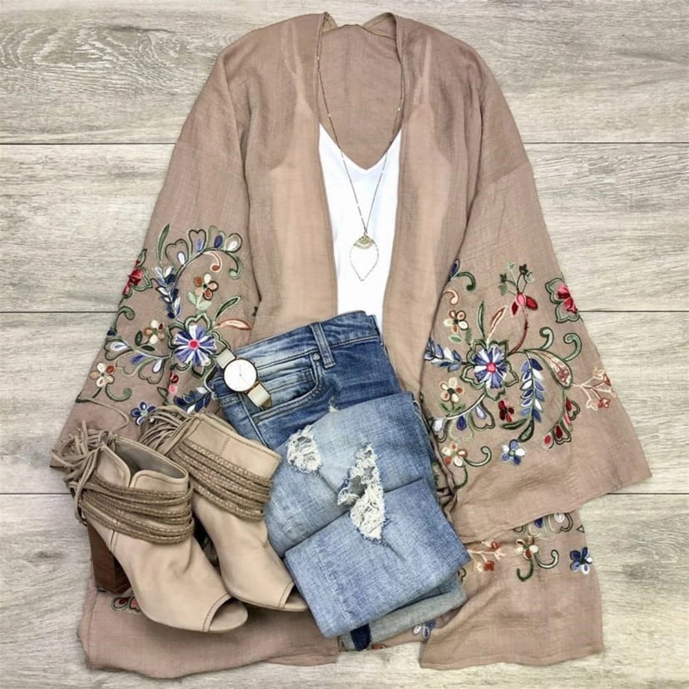 Long sleeve Embroidered Summer Cardigan