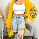 One Size Fits Most Mustard Long sleeve Embroidered Summer Cardigan