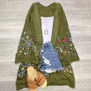 One Size Fits Most Olive Long sleeve Embroidered Summer Cardigan