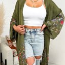 One Size Fits Most Olive Long sleeve Embroidered Summer Cardigan