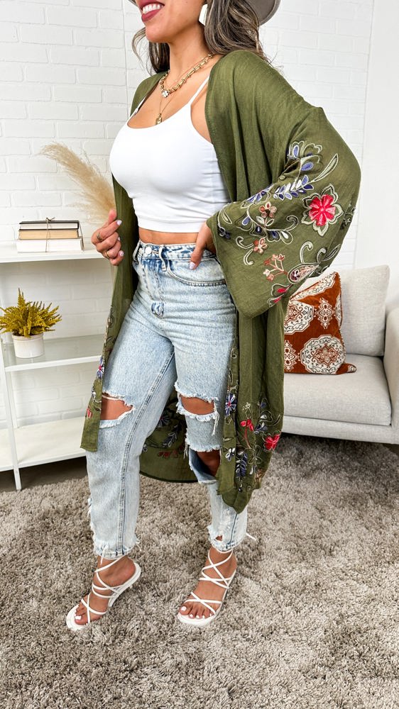 Long sleeve Embroidered Summer Cardigan