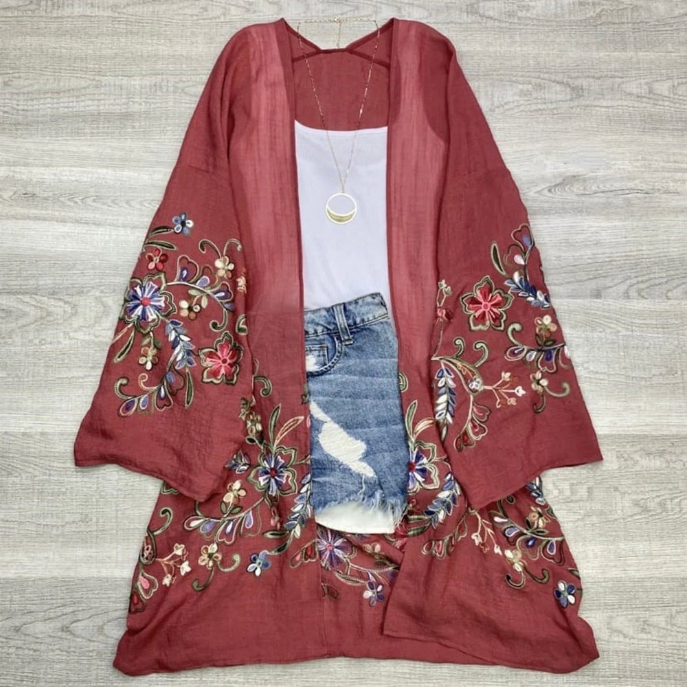 Long sleeve Embroidered Summer Cardigan