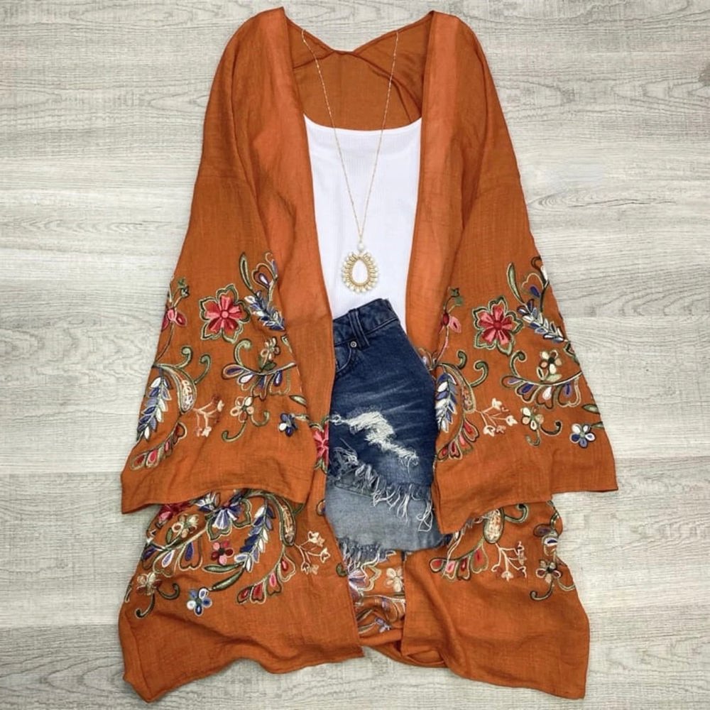 Long sleeve Embroidered Summer Cardigan