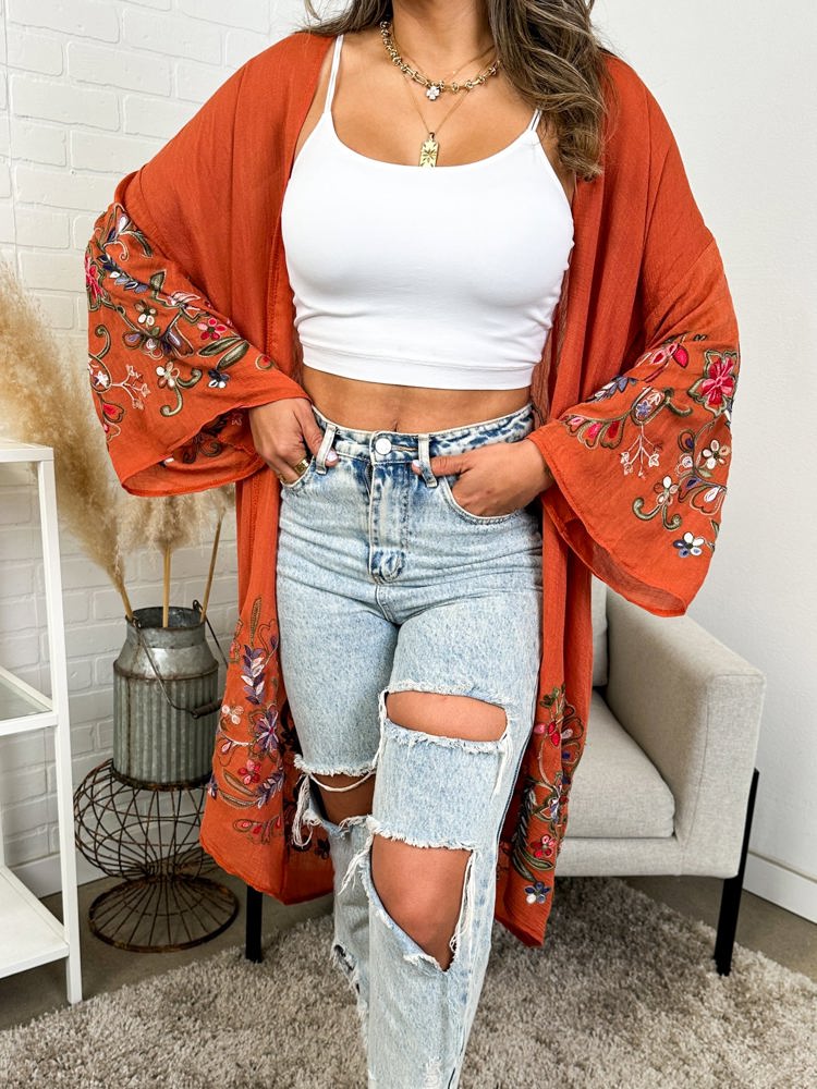 Long sleeve Embroidered Summer Cardigan