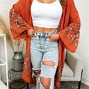 One Size Fits Most Rust Long sleeve Embroidered Summer Cardigan