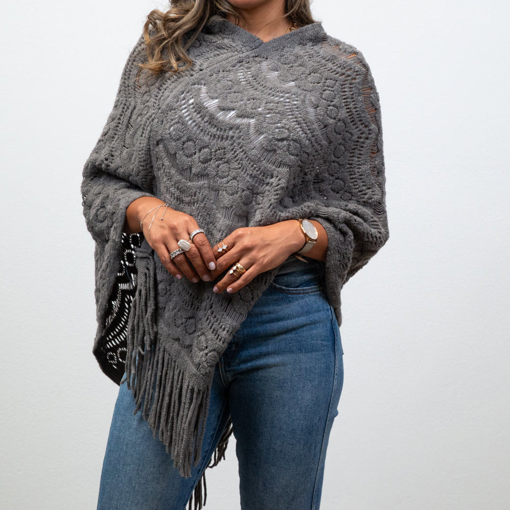 Lyssa Scallop Knit Lace Poncho