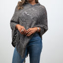 One Size Fits Most Gray Lyssa Scallop Knit Lace Poncho