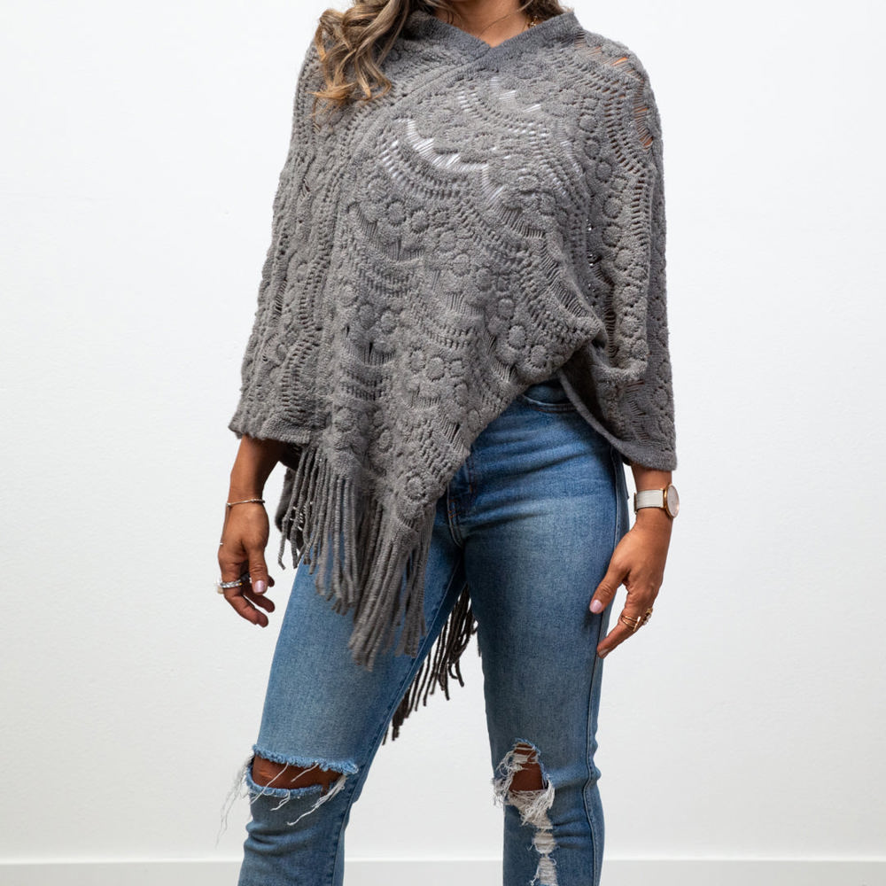 Lyssa Scallop Knit Lace Poncho