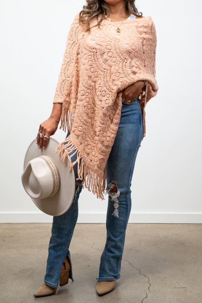 Lyssa Scallop Knit Lace Poncho