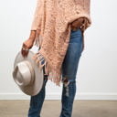 One Size Fits Most Peach Lyssa Scallop Knit Lace Poncho