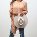 One Size Fits Most Peach Lyssa Scallop Knit Lace Poncho