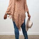 One Size Fits Most Peach Lyssa Scallop Knit Lace Poncho