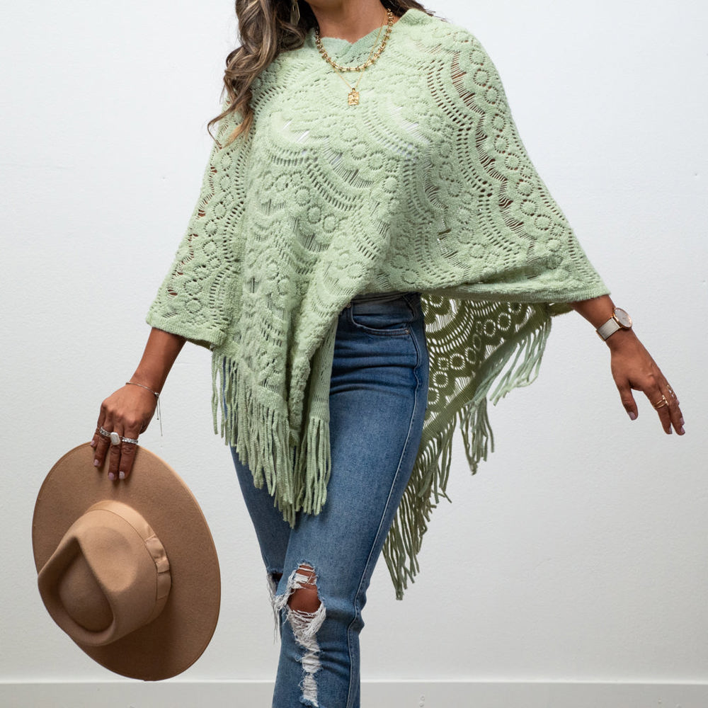 Lyssa Scallop Knit Lace Poncho