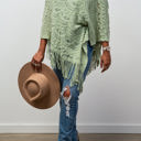 One Size Fits Most Sage Lyssa Scallop Knit Lace Poncho