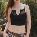 M-L Black High Neck Flora Seamless Mesh Lace Bralette