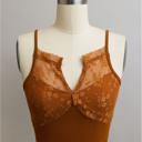 M-L Camel High Neck Flora Seamless Mesh Lace Bralette