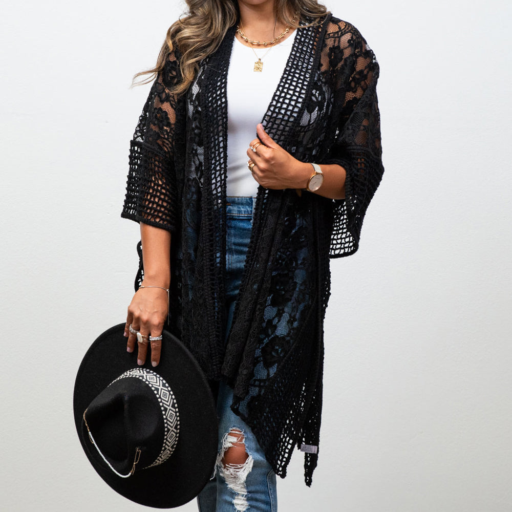 Madison Floral Lace Textured Kimono