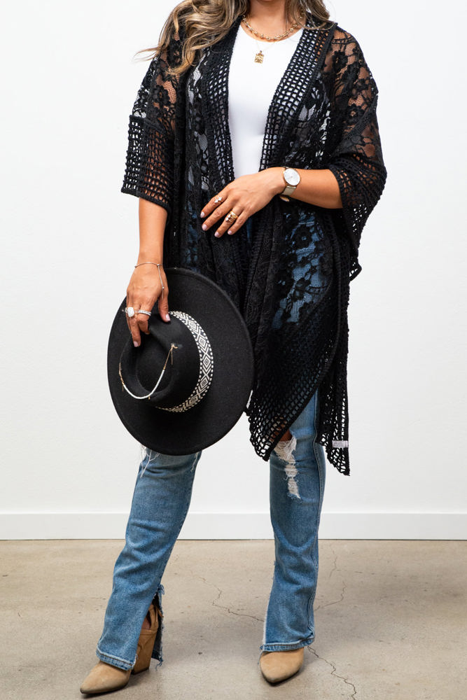 Madison Floral Lace Textured Kimono