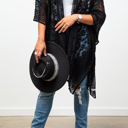 One Size Fits Most Black Madison Floral Lace Textured Kimono