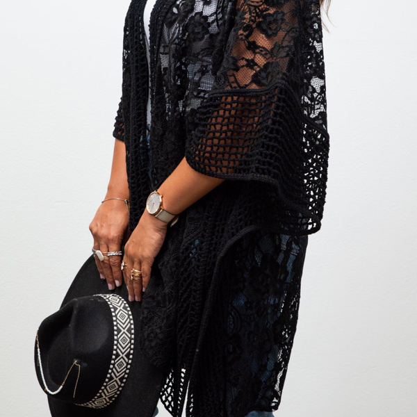 Madison Floral Lace Textured Kimono / Kimonos boho chic