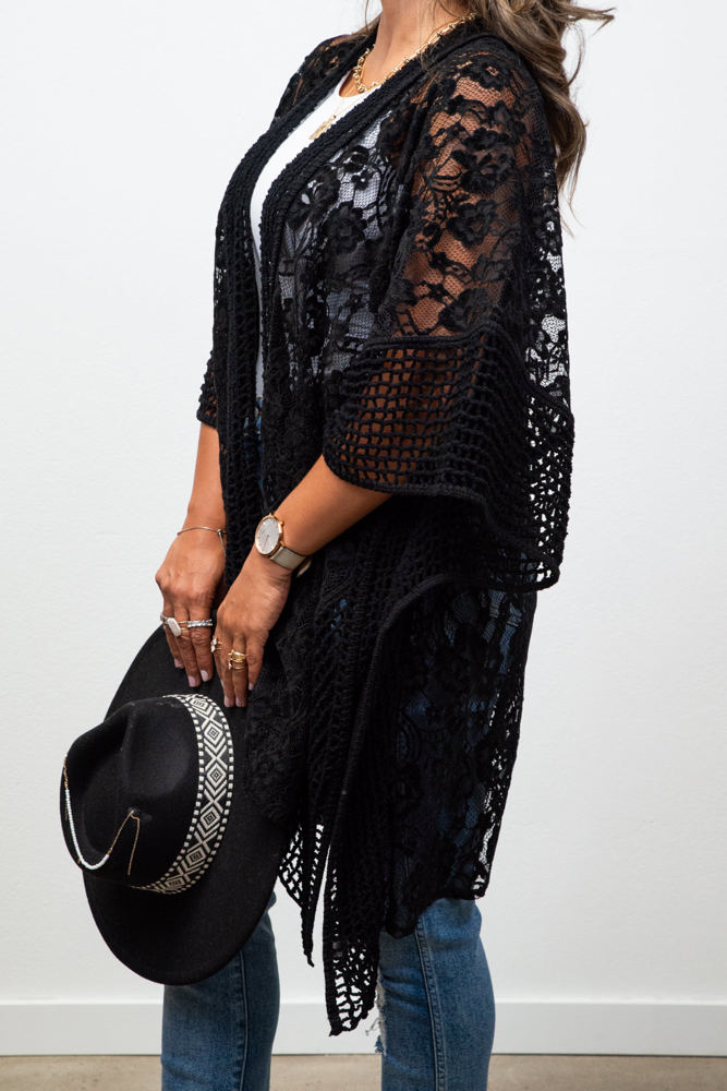 Madison Floral Lace Textured Kimono