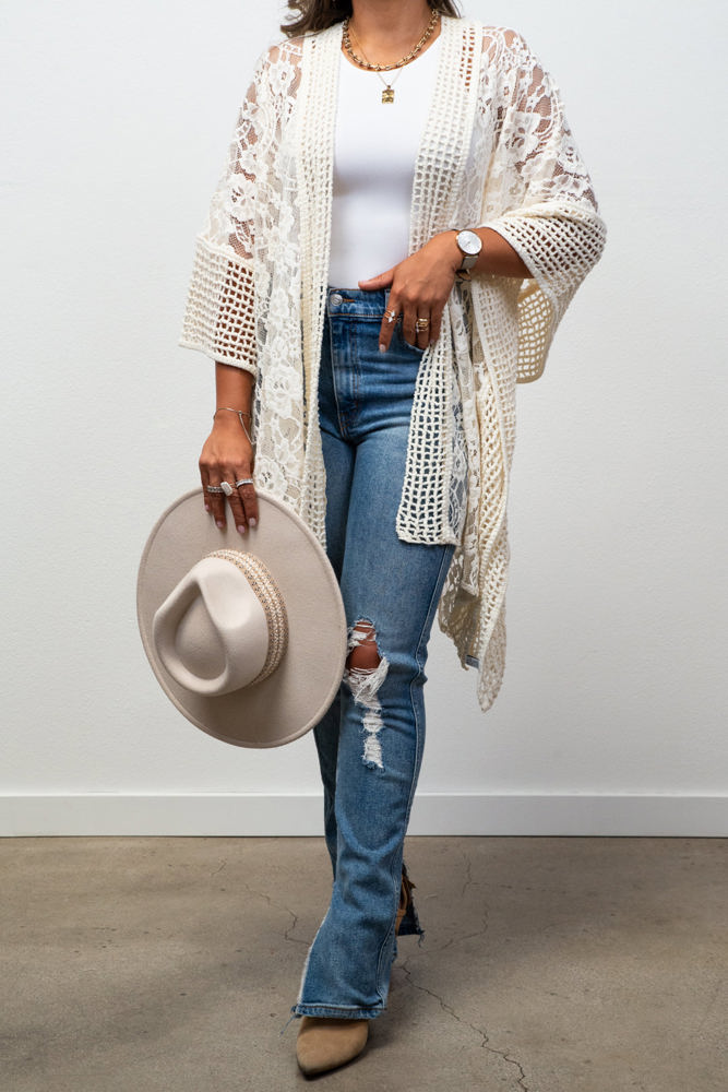 Madison Floral Lace Textured Kimono