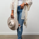 One Size Fits Most Ivory Madison Floral Lace Textured Kimono