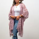 One Size Fits Most Dusty Rose Madison Floral Lace Textured Kimono