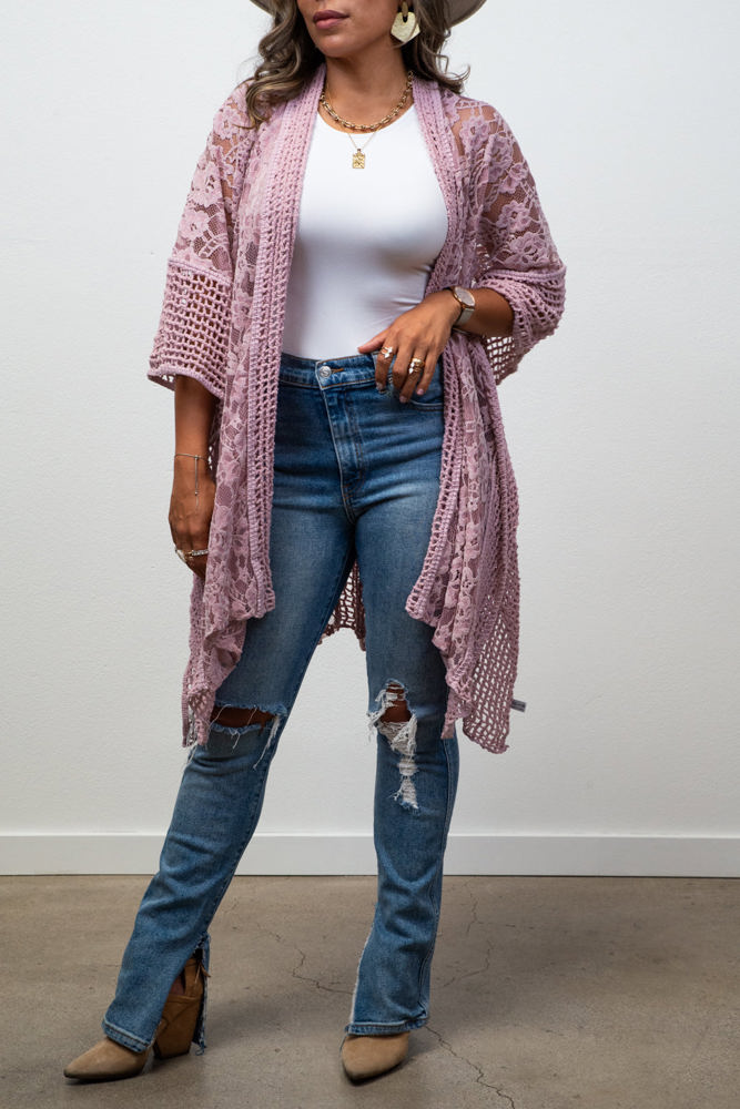 Madison Floral Lace Textured Kimono