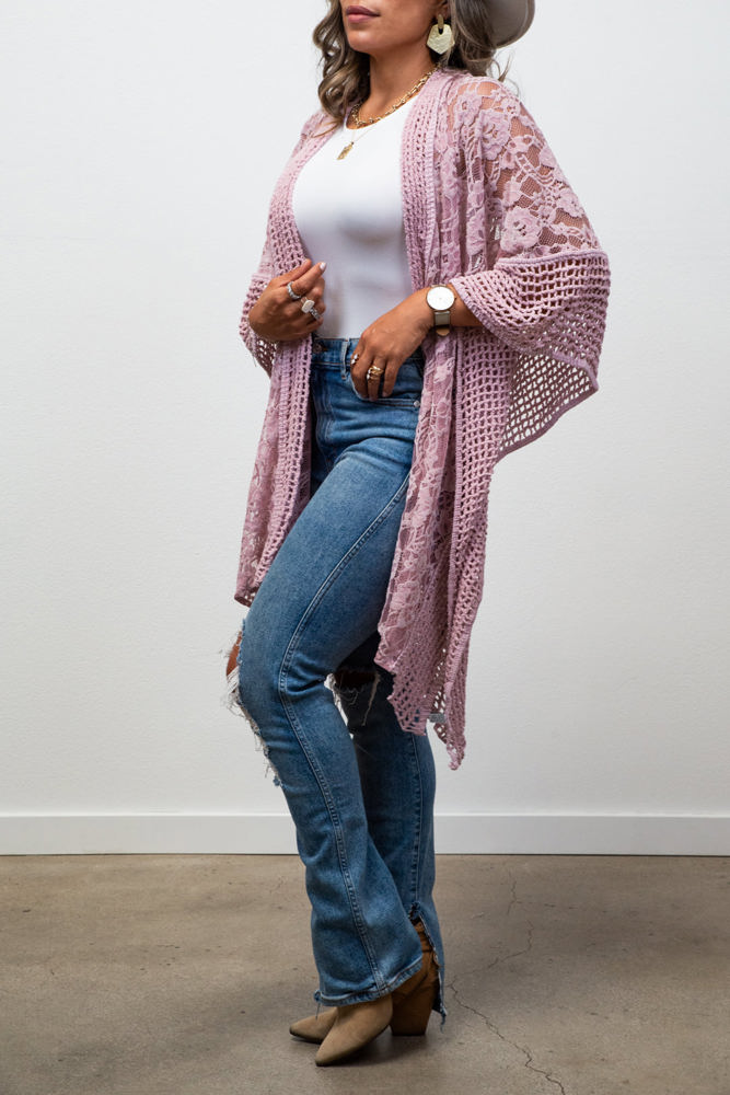 Madison Floral Lace Textured Kimono