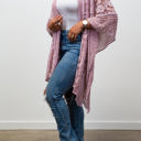 One Size Fits Most Dusty Rose Madison Floral Lace Textured Kimono