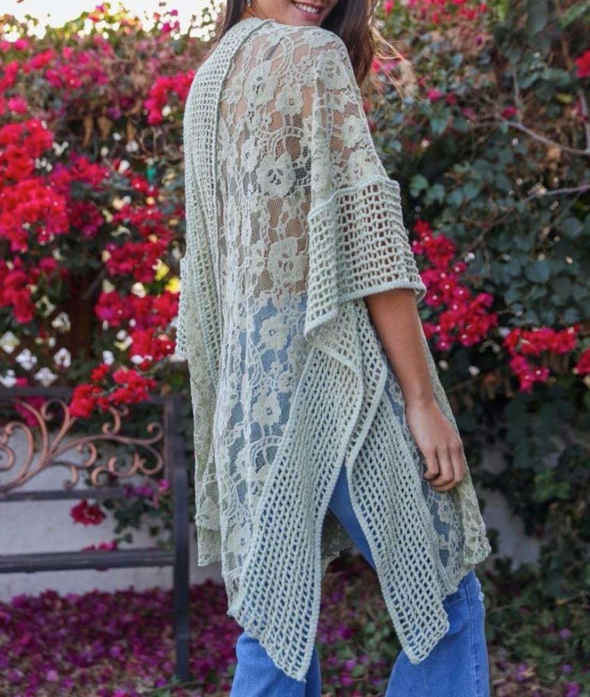 Madison Floral Lace Textured Kimono