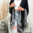 One Size Fits Most Black Meghan Embroidered Boho Kimono