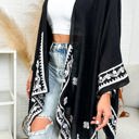 One Size Fits Most Black Meghan Embroidered Boho Kimono