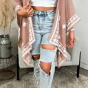 One Size Fits Most Taupe Meghan Embroidered Boho Kimono