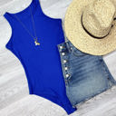 L-XL Cobalt Mia Sleeveless Comfy Bodysuit