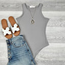 L-XL Grey Mia Sleeveless Comfy Bodysuit