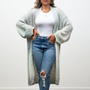 One Size Fits Most Sage Michelle Cozy Knit Ombre Longline Cardigan