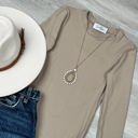 Large Khaki Mila Long Sleeve Round Neck Bodysuit