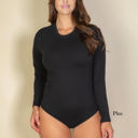 1X Black Mila Long Sleeve Round Neck Bodysuit