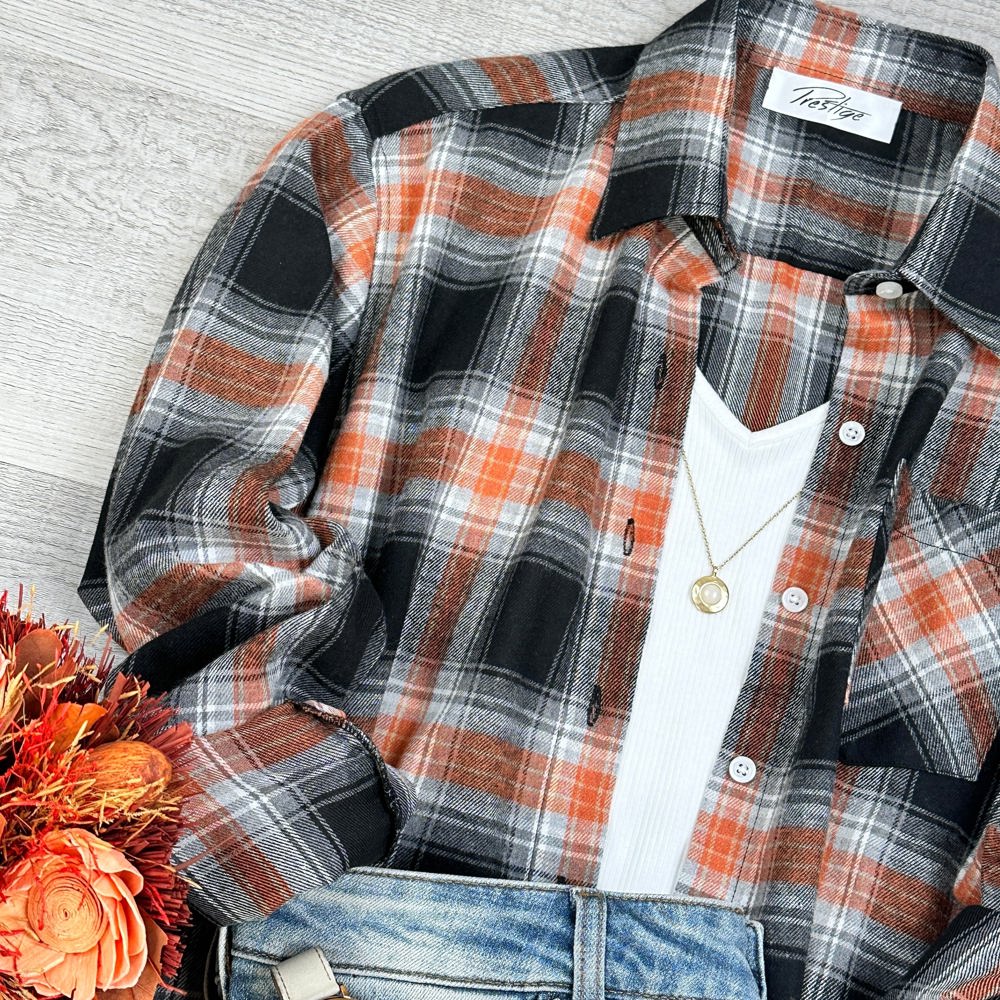 Oversized Long Sleeve Button up Plaid Fall Flannel