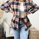 L-XL Black Oversized Long Sleeve Button up Plaid Fall Flannel