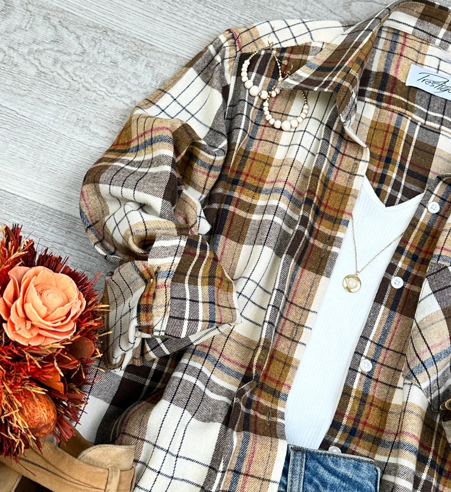 Oversized Long Sleeve Button up Plaid Fall Flannel