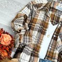 L-XL Caramel Oversized Long Sleeve Button up Plaid Fall Flannel