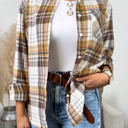 L-XL Caramel Oversized Long Sleeve Button up Plaid Fall Flannel