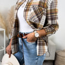 L-XL Caramel Oversized Long Sleeve Button up Plaid Fall Flannel