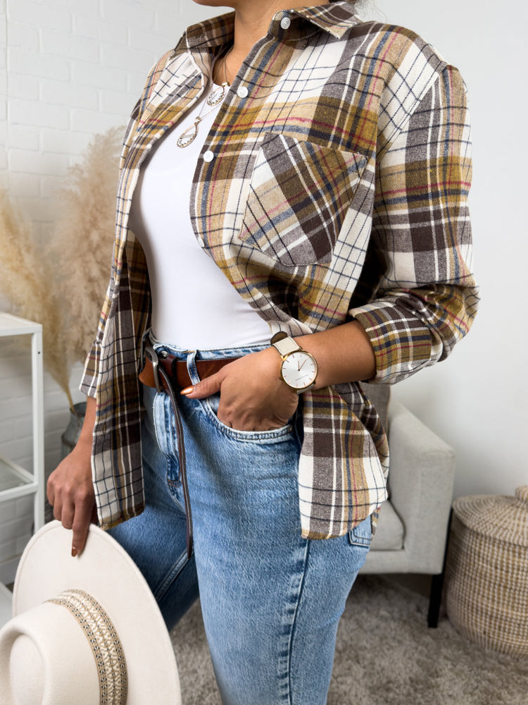 Oversized Long Sleeve Button up Plaid Fall Flannel