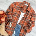 L-XL Pumpkin Oversized Long Sleeve Button up Plaid Fall Flannel