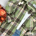 L-XL Sage Oversized Long Sleeve Button up Plaid Fall Flannel